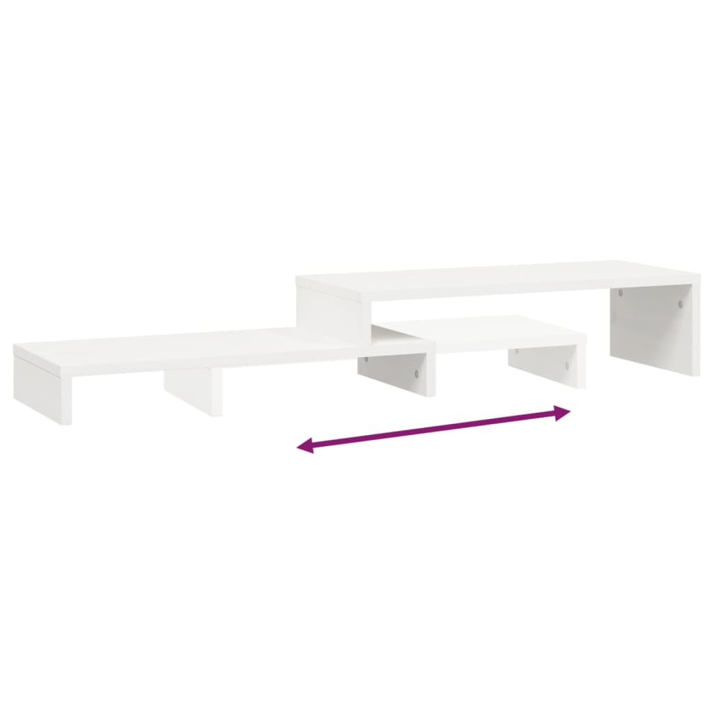 vidaXL Podstawka na monitor, biała, (52-101)x22x14 cm, drewno sosnowe
