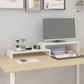 vidaXL Podstawka na monitor, biała, (52-101)x22x14 cm, drewno sosnowe