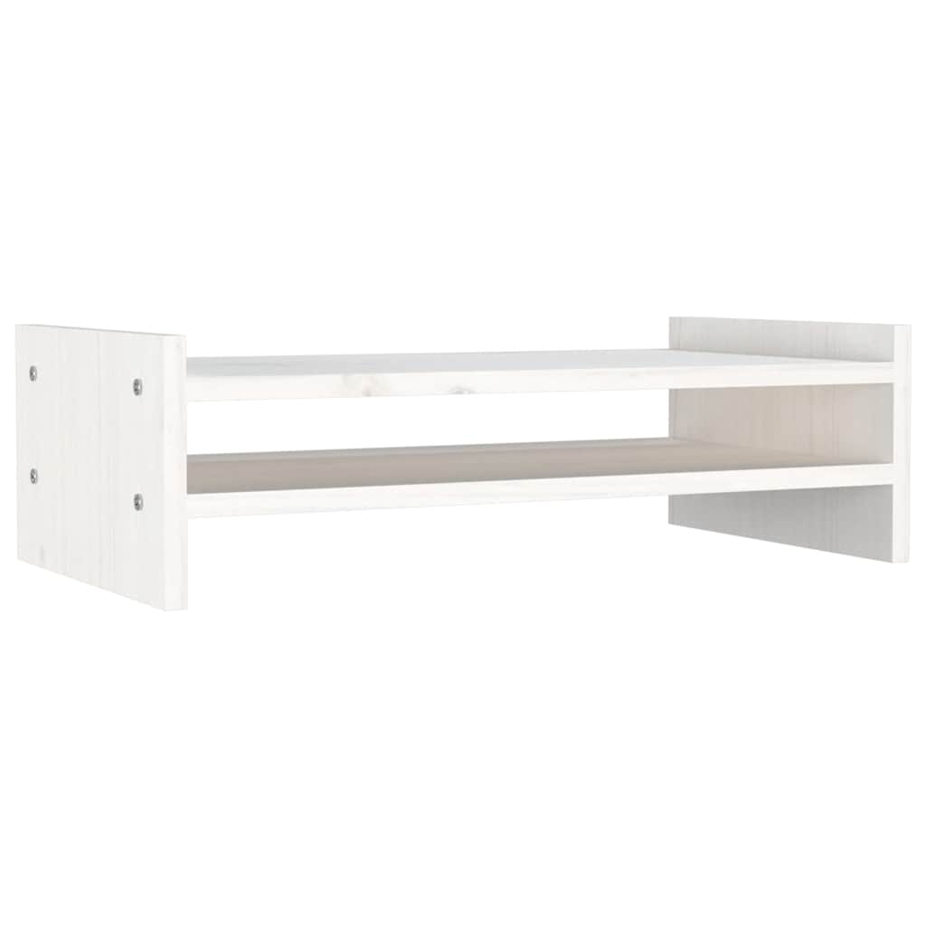 vidaXL Podstawka na monitor, biała, 50x27x15 cm, lite drewno sosnowe