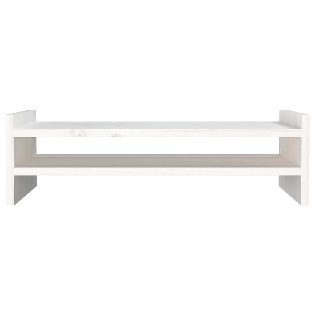 vidaXL Podstawka na monitor, biała, 50x27x15 cm, lite drewno sosnowe