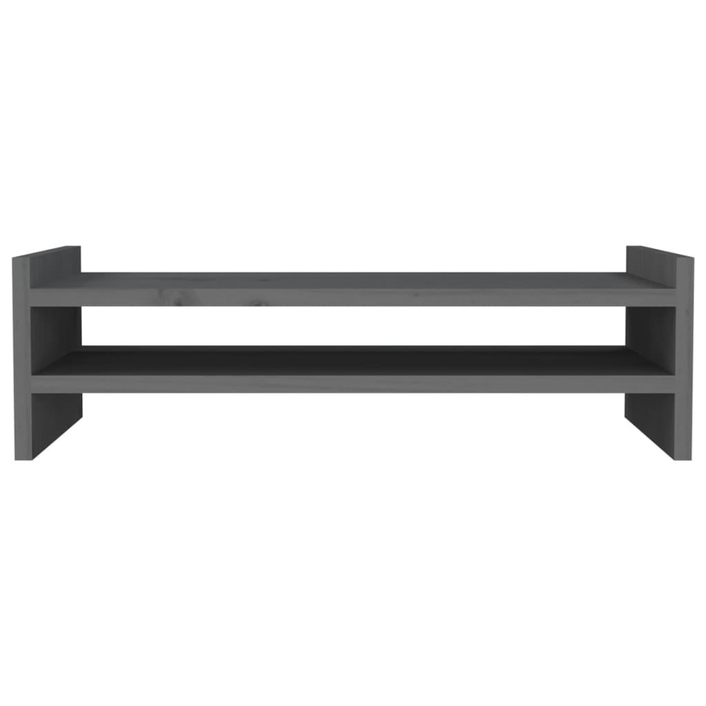 vidaXL Podstawka na monitor, szara, 50x27x15 cm, lite drewno sosnowe