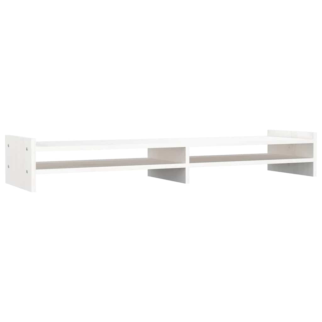 vidaXL Podstawka na monitor, biała, 100x27x15 cm, lite drewno sosnowe