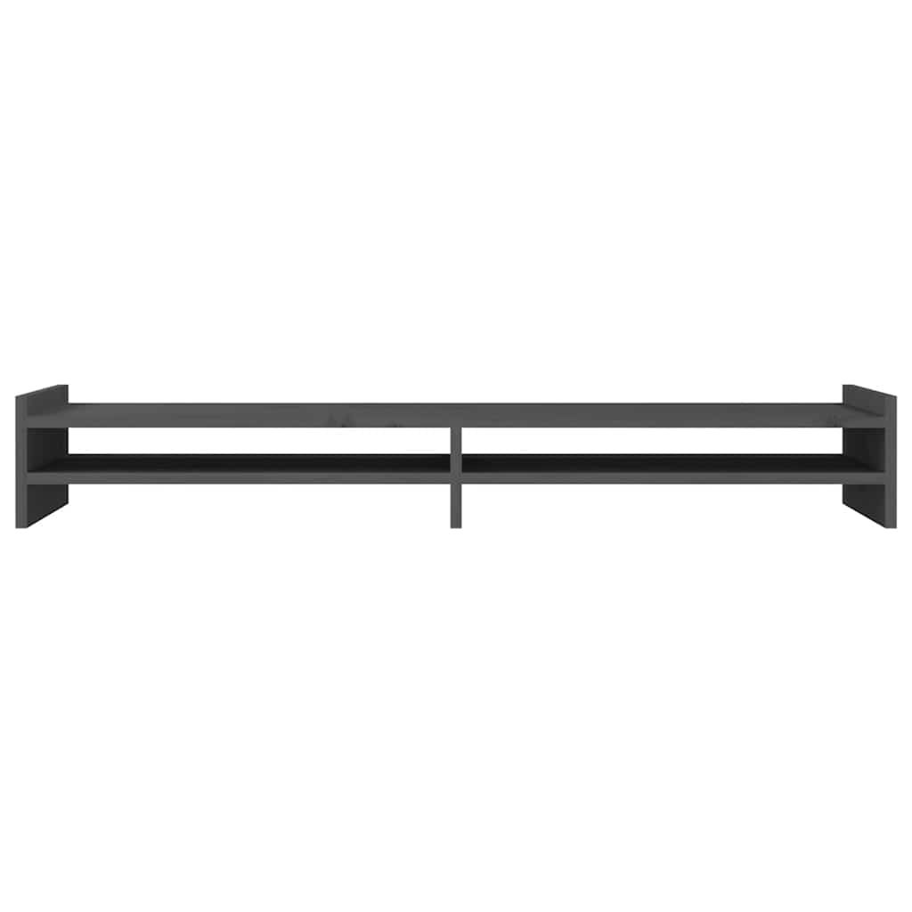 vidaXL Podstawka na monitor, szara, 100x27x15 cm, lite drewno sosnowe
