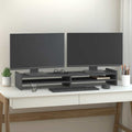 vidaXL Podstawka na monitor, szara, 100x27x15 cm, lite drewno sosnowe