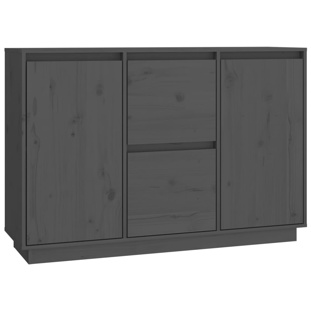 vidaXL Komoda, szara, 111x34x75 cm, lite drewno sosnowe