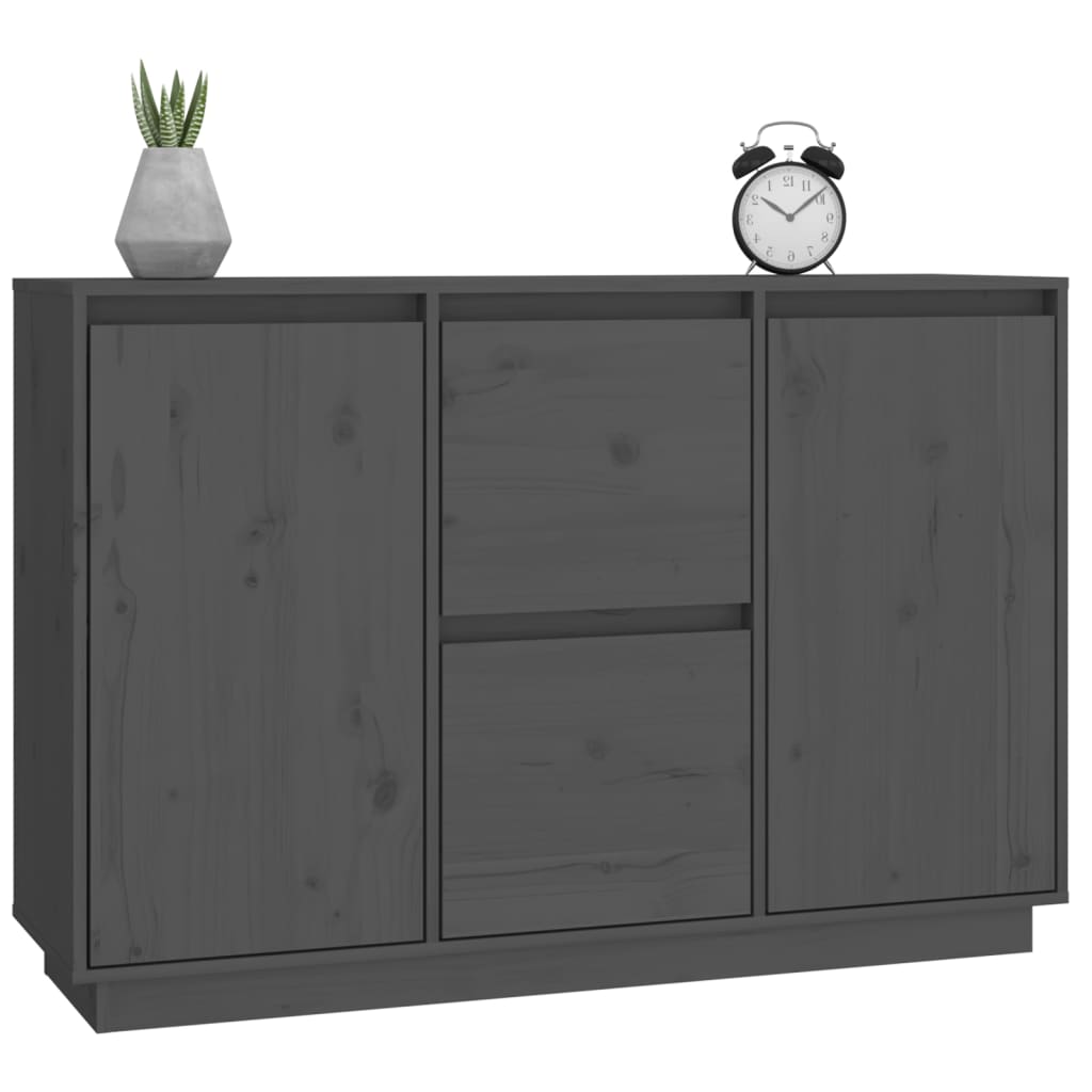vidaXL Komoda, szara, 111x34x75 cm, lite drewno sosnowe