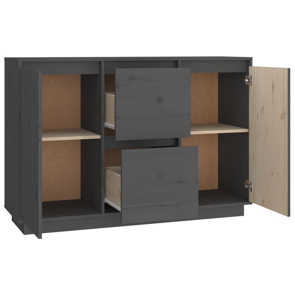 vidaXL Komoda, szara, 111x34x75 cm, lite drewno sosnowe