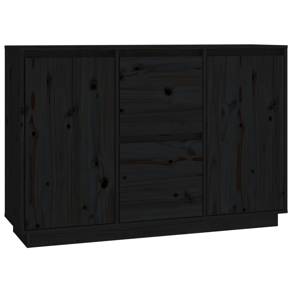 vidaXL Komoda, czarna, 111x34x75 cm, drewno sosnowe