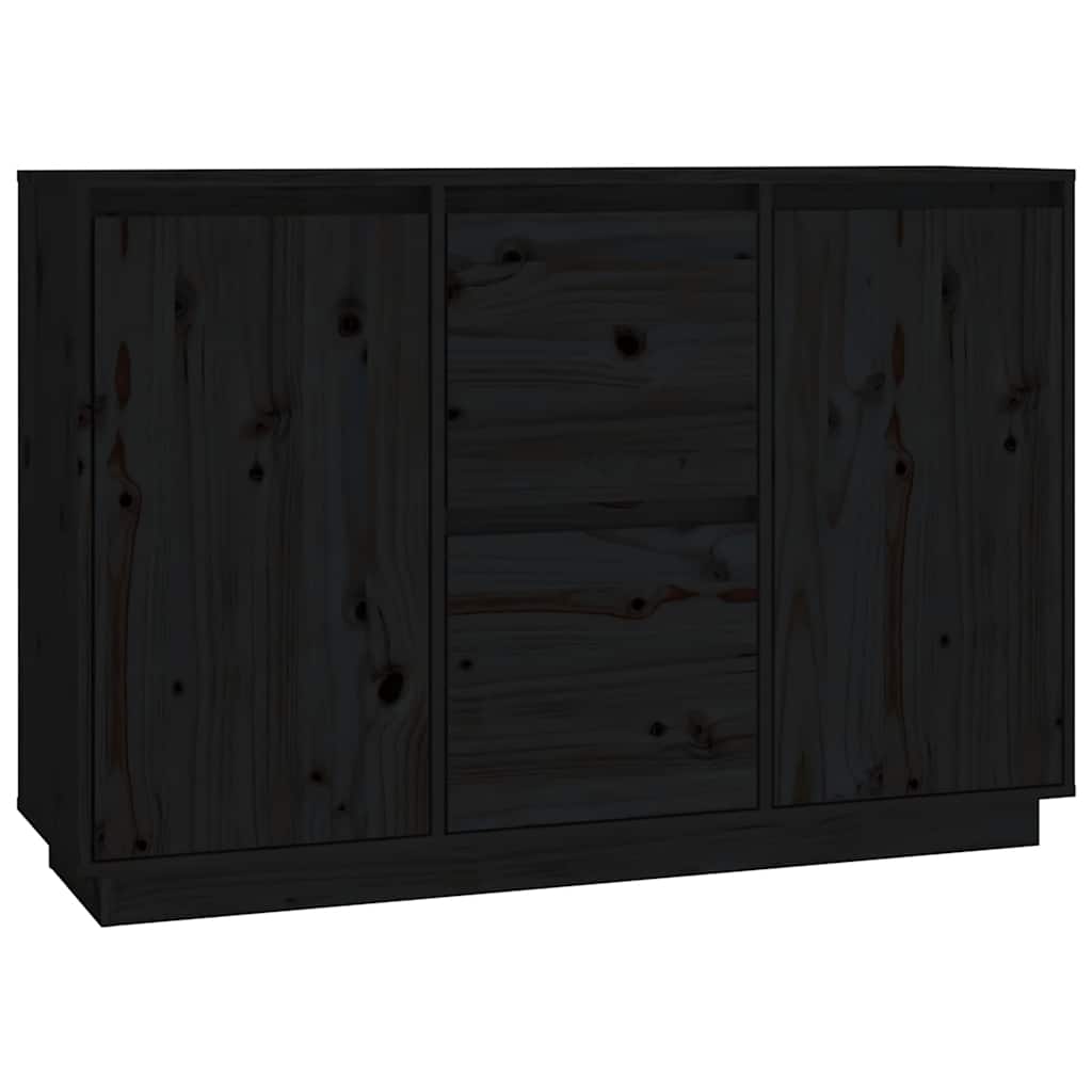 vidaXL Komoda, czarna, 111x34x75 cm, drewno sosnowe
