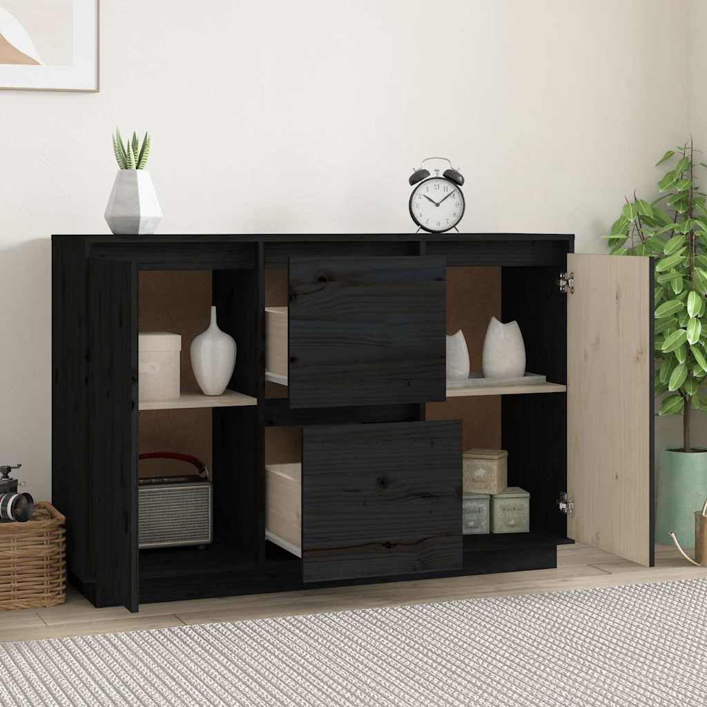 vidaXL Komoda, czarna, 111x34x75 cm, drewno sosnowe