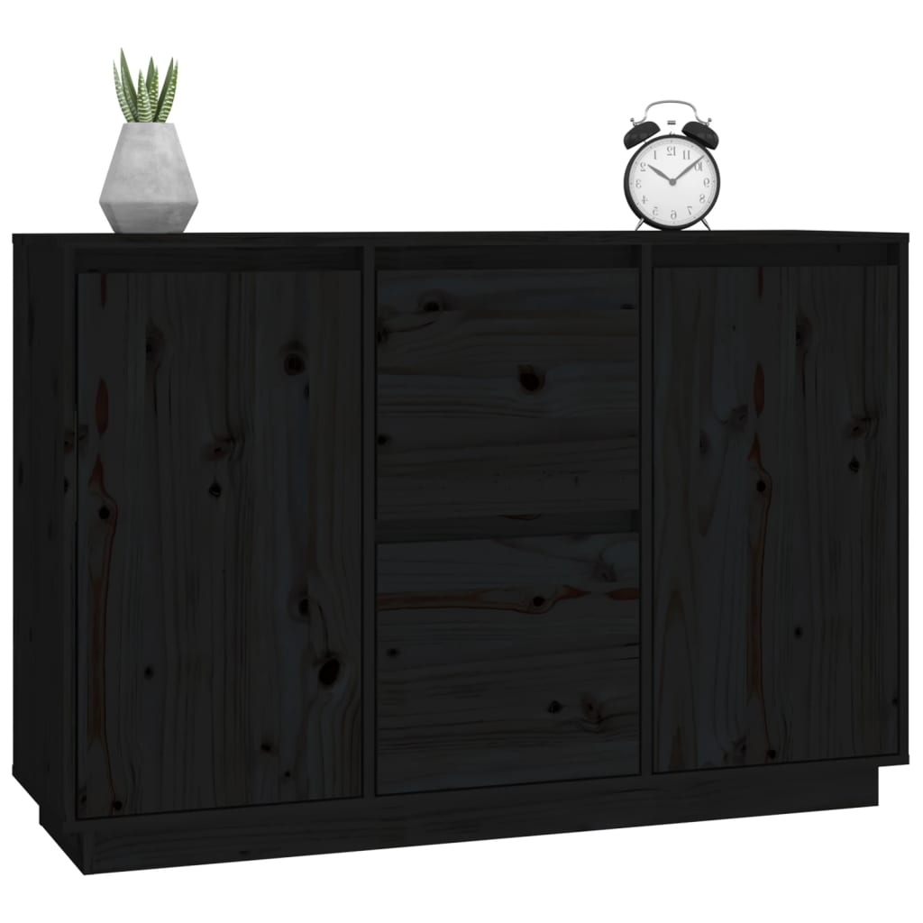 vidaXL Komoda, czarna, 111x34x75 cm, drewno sosnowe