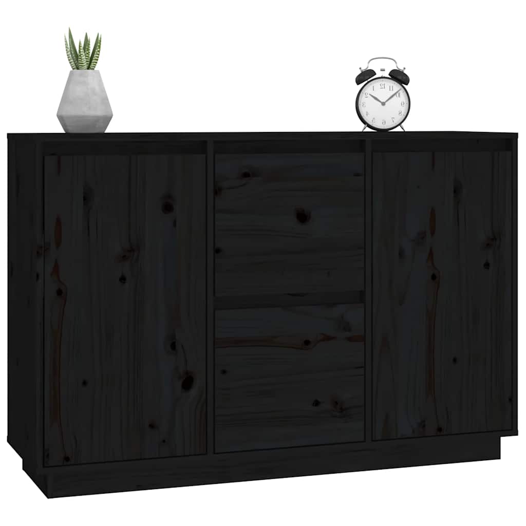 vidaXL Komoda, czarna, 111x34x75 cm, drewno sosnowe