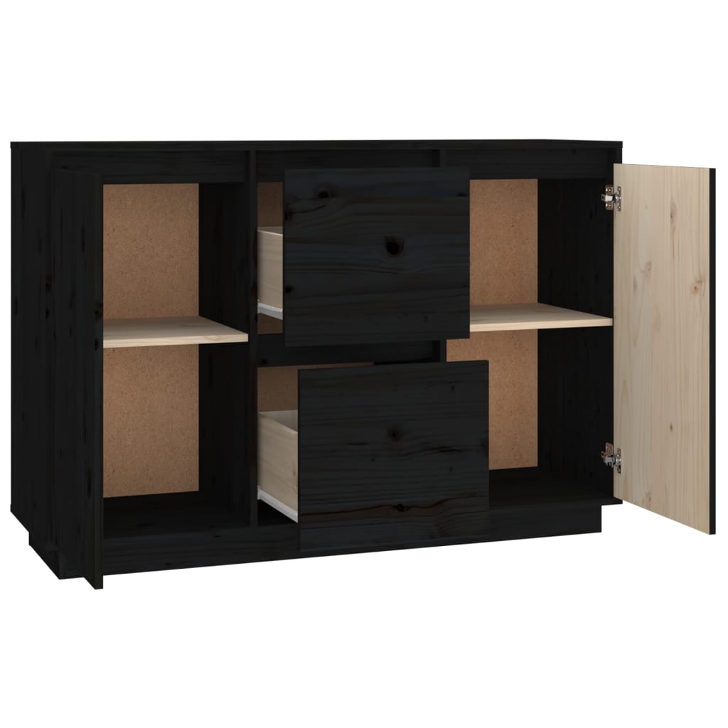 vidaXL Komoda, czarna, 111x34x75 cm, drewno sosnowe