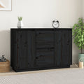 vidaXL Komoda, czarna, 111x34x75 cm, drewno sosnowe