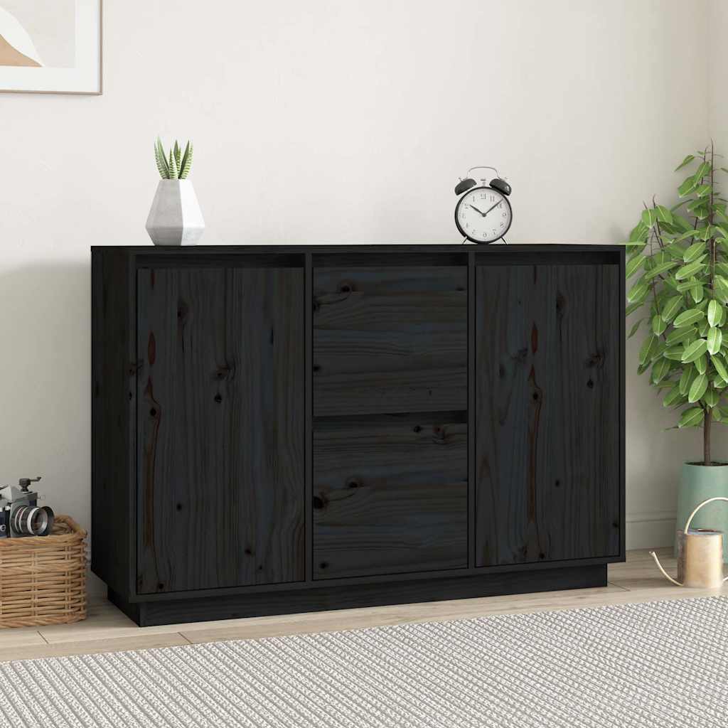 vidaXL Komoda, czarna, 111x34x75 cm, drewno sosnowe