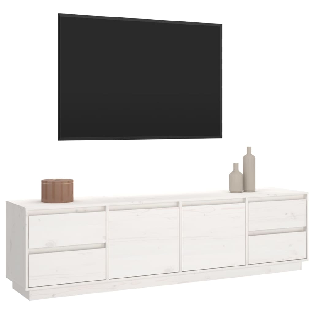 vidaXL Szafka pod telewizor, biała, 176x37x47,5cm, lite drewno sosnowe
