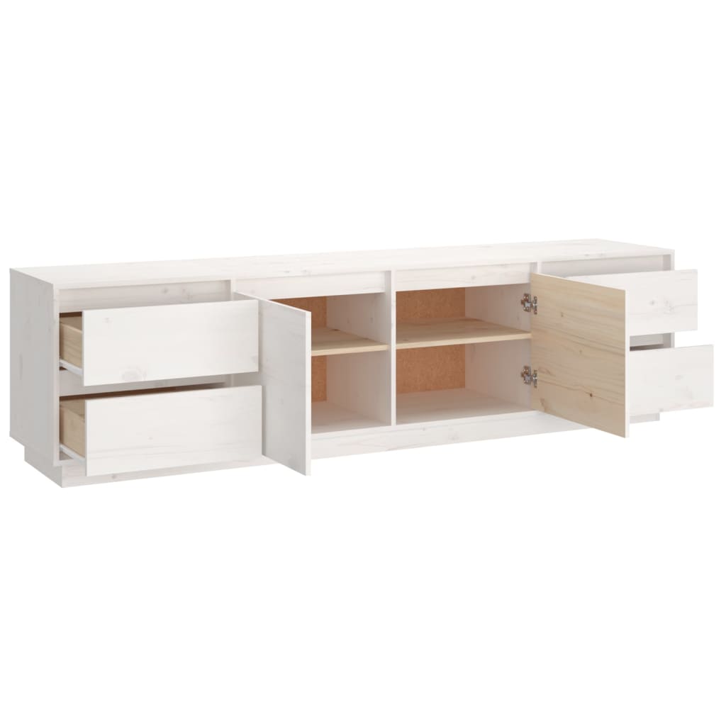 vidaXL Szafka pod telewizor, biała, 176x37x47,5cm, lite drewno sosnowe