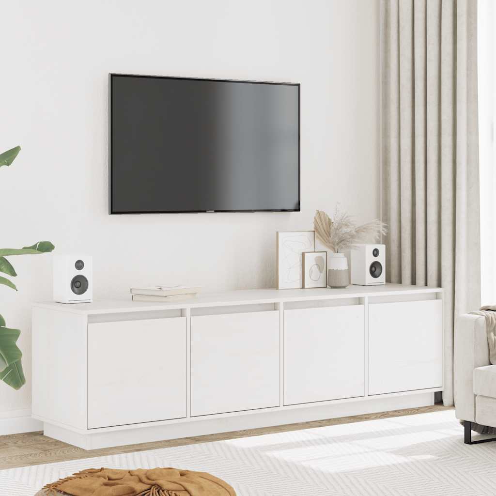 vidaXL Szafka pod telewizor, biała, 156x37x45 cm, lite drewno sosnowe
