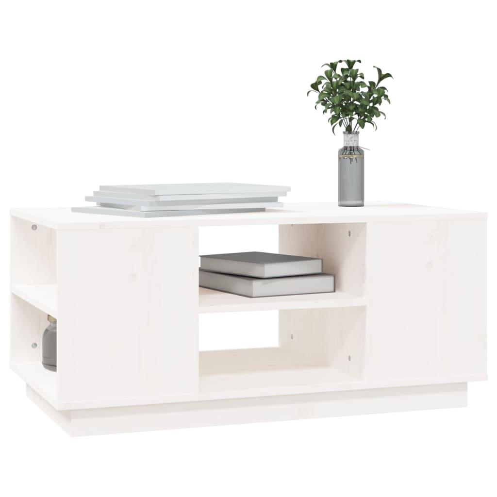 vidaXL Stolik kawowy, biały, 90x49x40,5 cm, lite drewno sosnowe