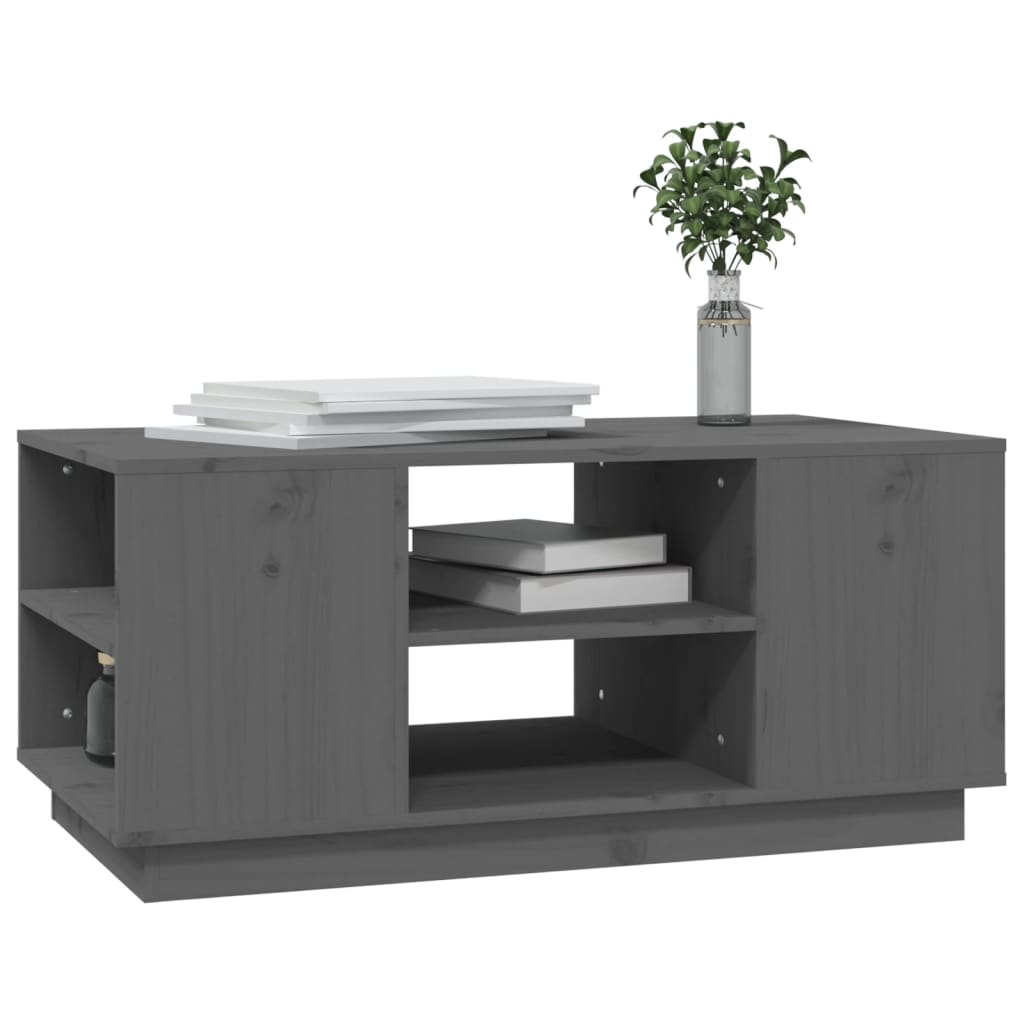 vidaXL Stolik kawowy, szara, 90x49x40,5 cm, lite drewno sosnowe
