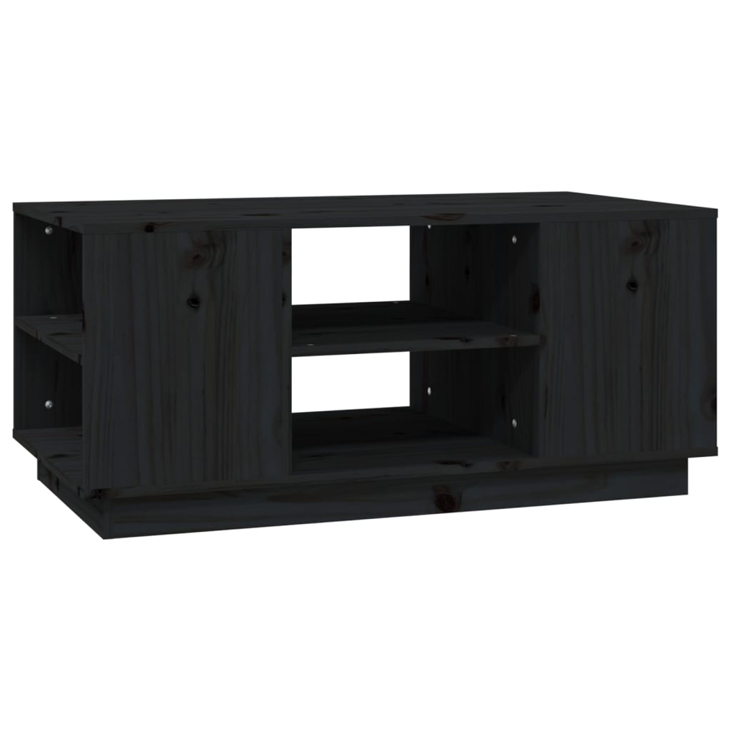 vidaXL Stolik kawowy, czarna, 90x49x40,5 cm, lite drewno sosnowe