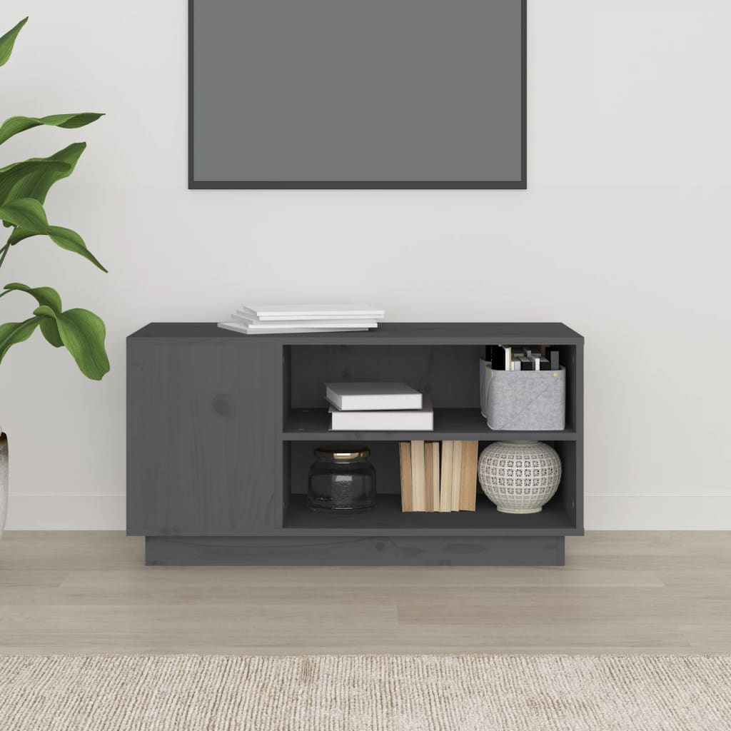 vidaXL Szafka pod telewizor, szara, 80x35x40,5 cm, lite drewno sosnowe