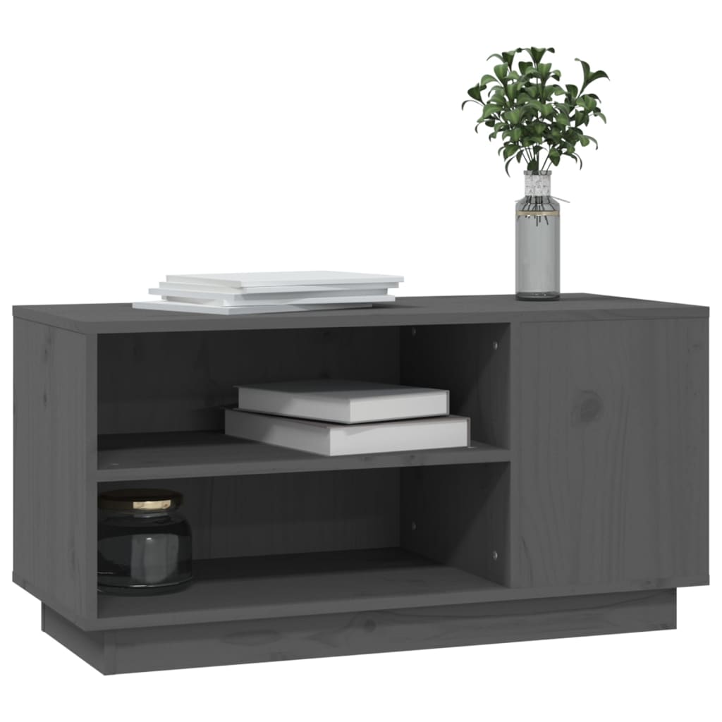 vidaXL Szafka pod telewizor, szara, 80x35x40,5 cm, lite drewno sosnowe