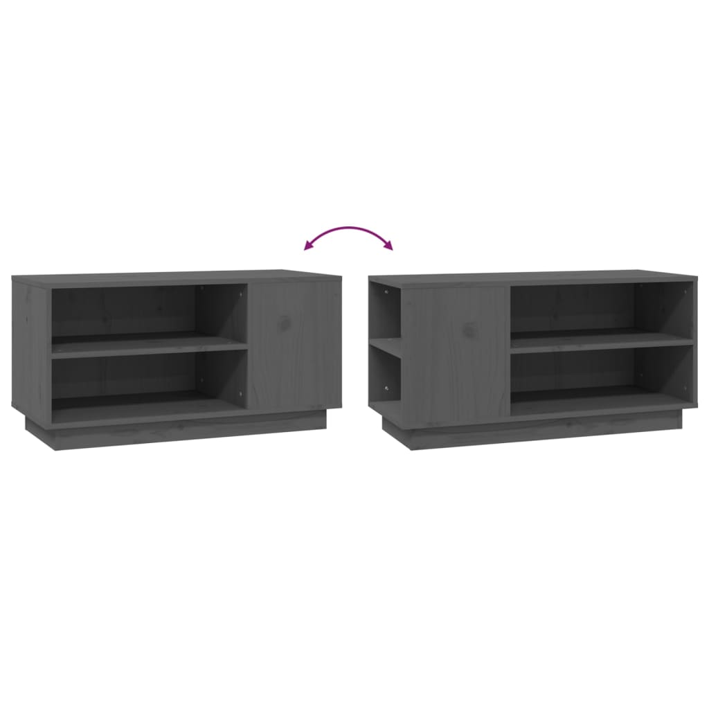 vidaXL Szafka pod telewizor, szara, 80x35x40,5 cm, lite drewno sosnowe