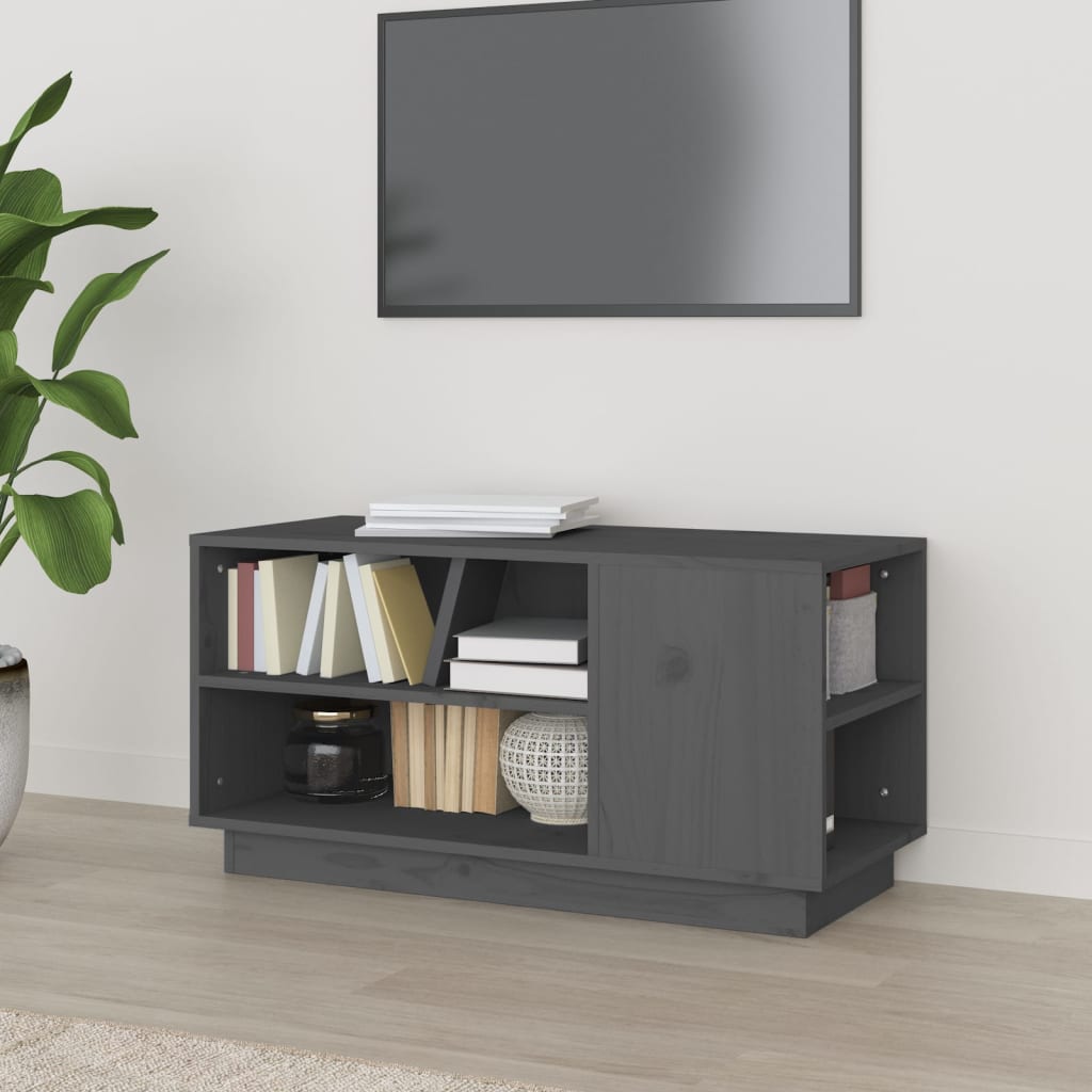 vidaXL Szafka pod telewizor, szara, 80x35x40,5 cm, lite drewno sosnowe