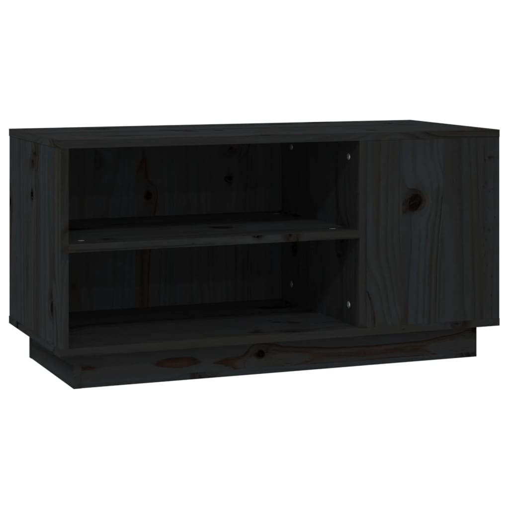 vidaXL Szafka pod TV, czarna, 80x35x40,5 cm, lite drewno sosnowe