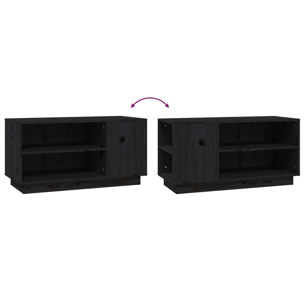 vidaXL Szafka pod TV, czarna, 80x35x40,5 cm, lite drewno sosnowe