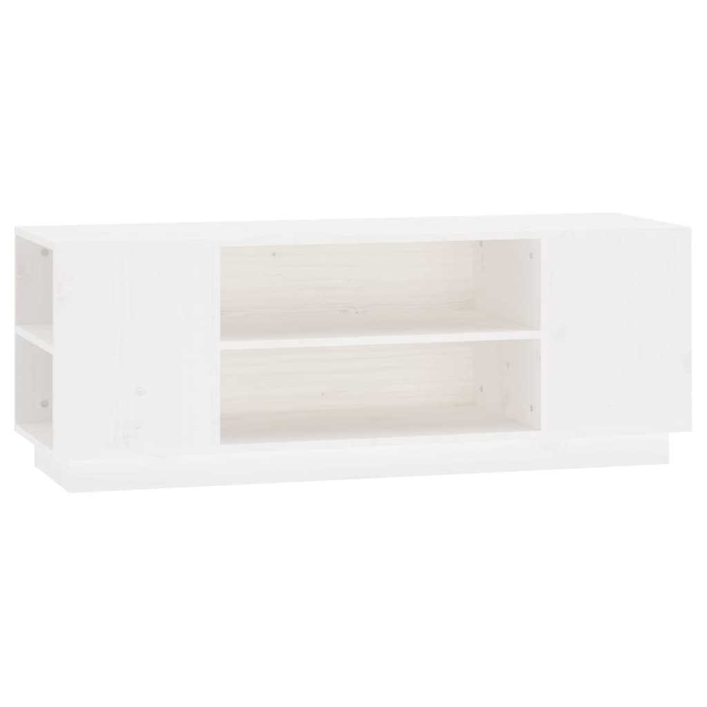 vidaXL Szafka pod telewizor, biała, 110x35x40,5cm, lite drewno sosnowe