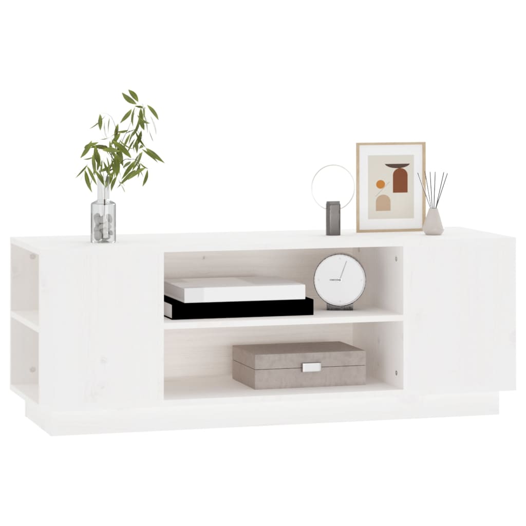 vidaXL Szafka pod telewizor, biała, 110x35x40,5cm, lite drewno sosnowe