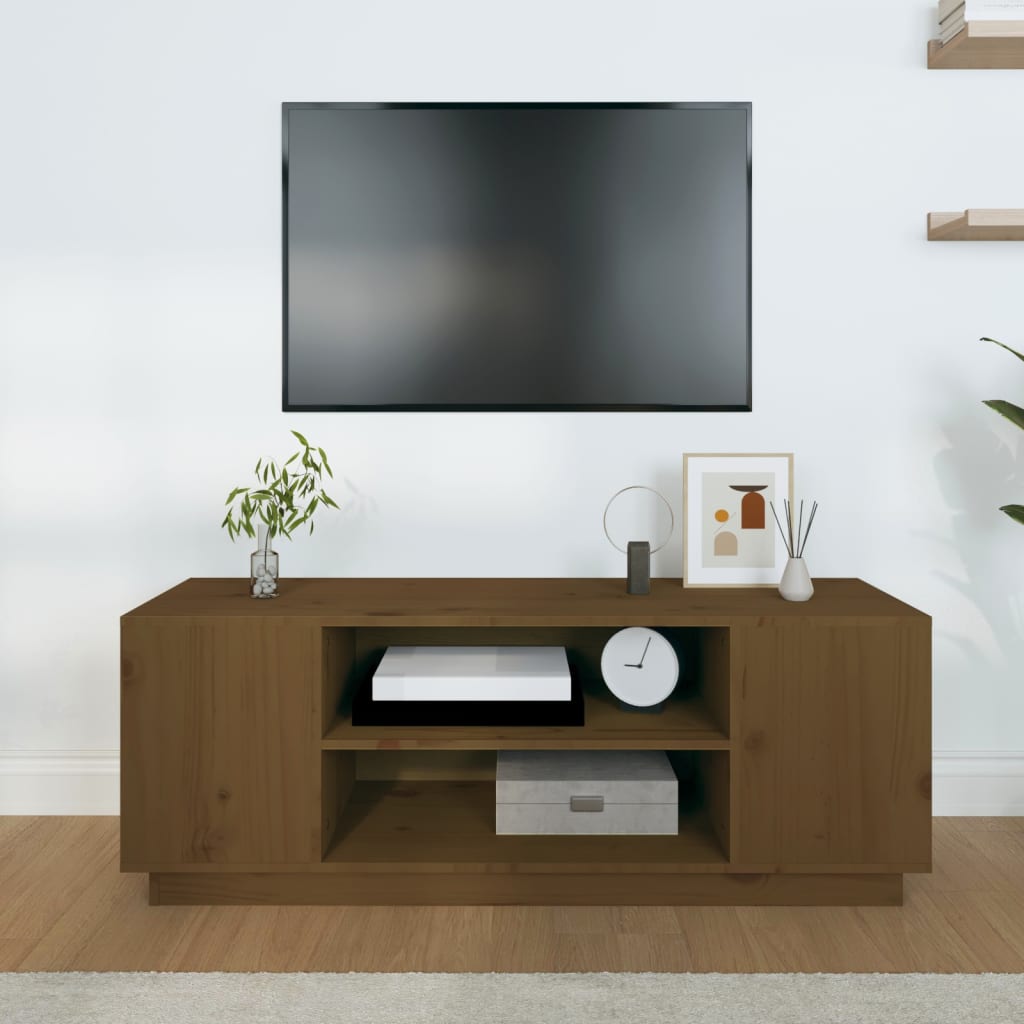 vidaXL Szafka pod TV, miodowy brąz, 110x35x40,5cm, lite drewno sosnowe