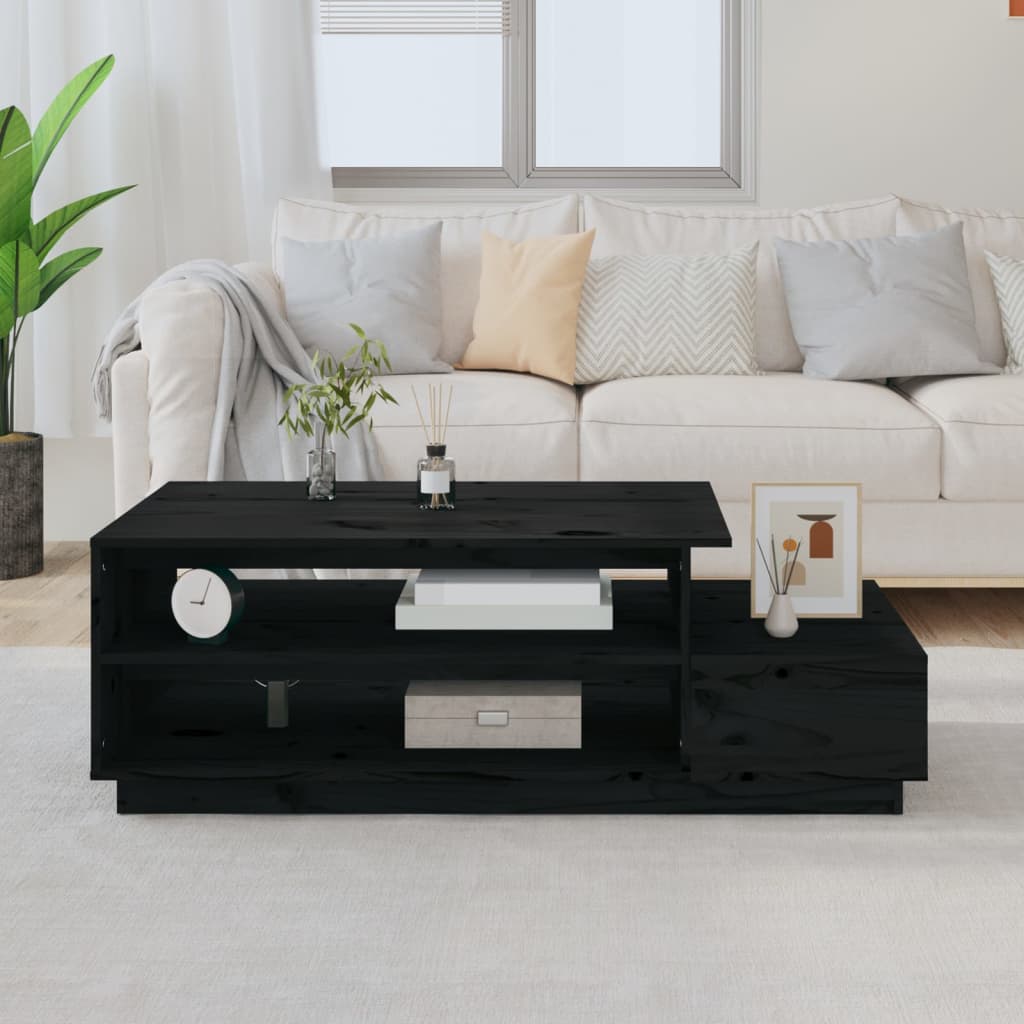 vidaXL Stolik kawowy, czarny, 120x50x40,5 cm, lite drewno sosnowe
