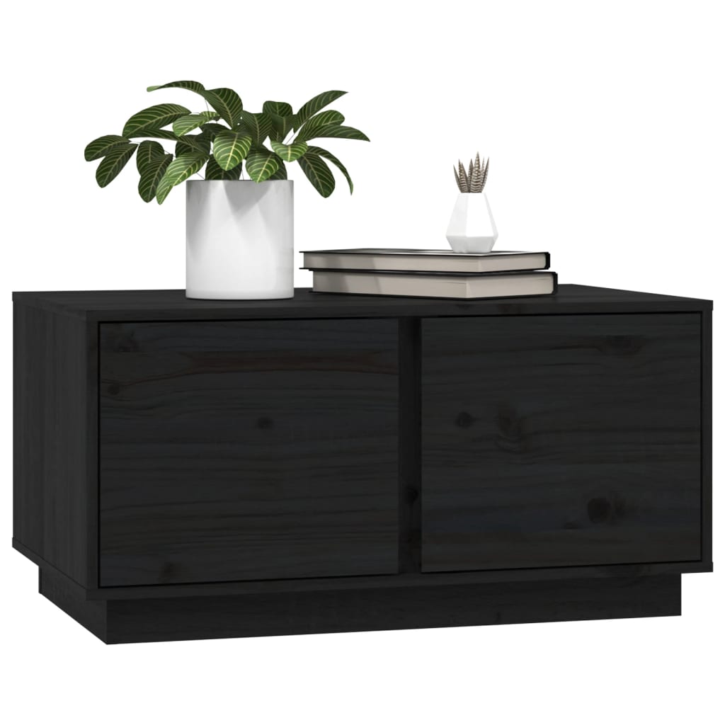 vidaXL Stolik kawowy, czarny, 80x50x40 cm, lite drewno sosnowe