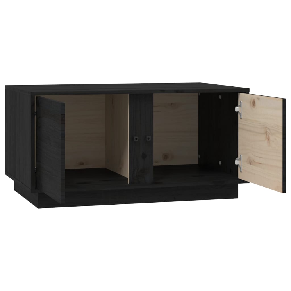 vidaXL Stolik kawowy, czarny, 80x50x40 cm, lite drewno sosnowe