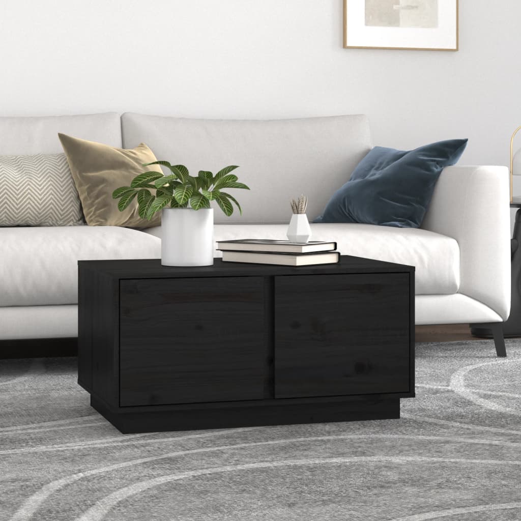 vidaXL Stolik kawowy, czarny, 80x50x40 cm, lite drewno sosnowe