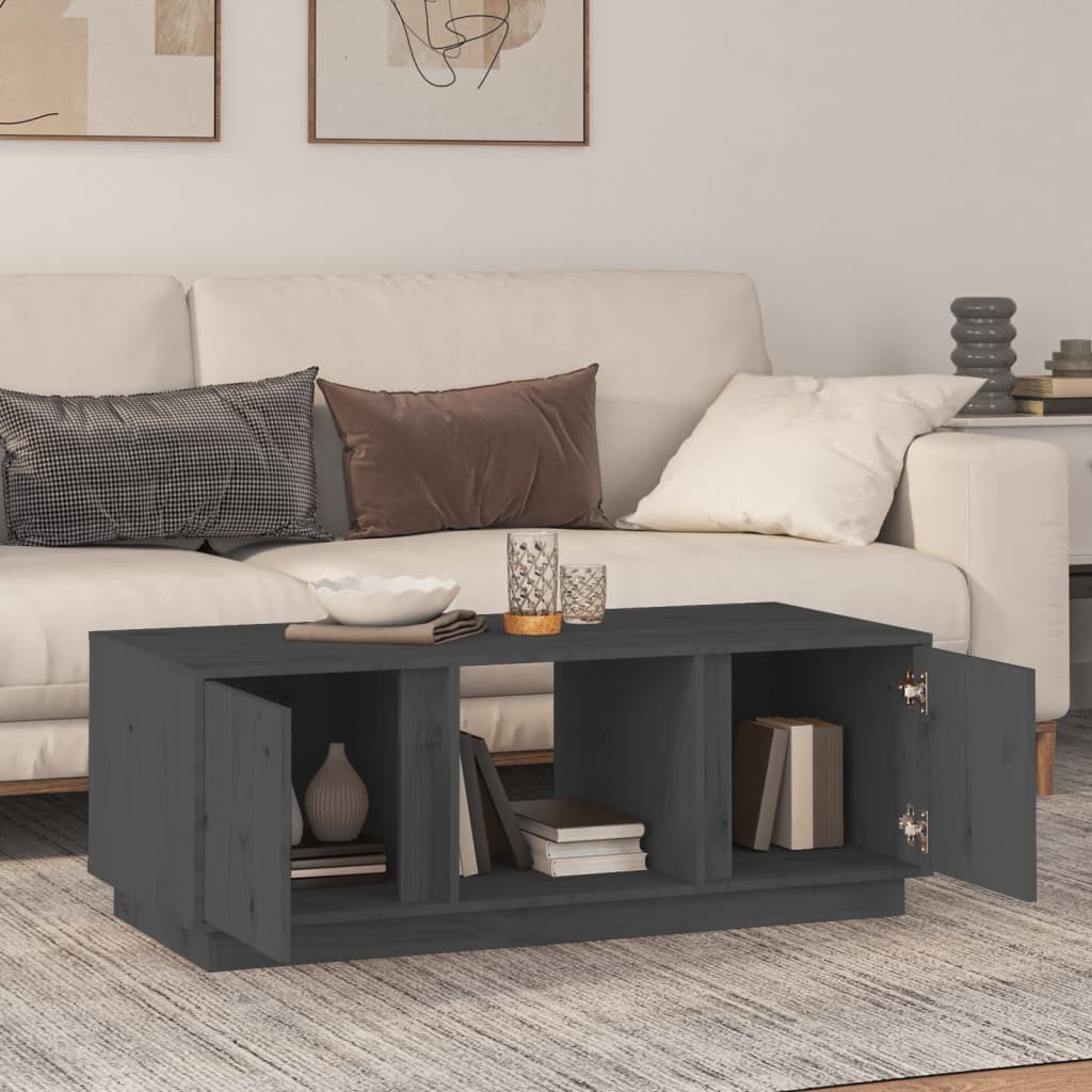 vidaXL Stolik kawowy, szary, 110x50x40 cm, lite drewno sosnowe
