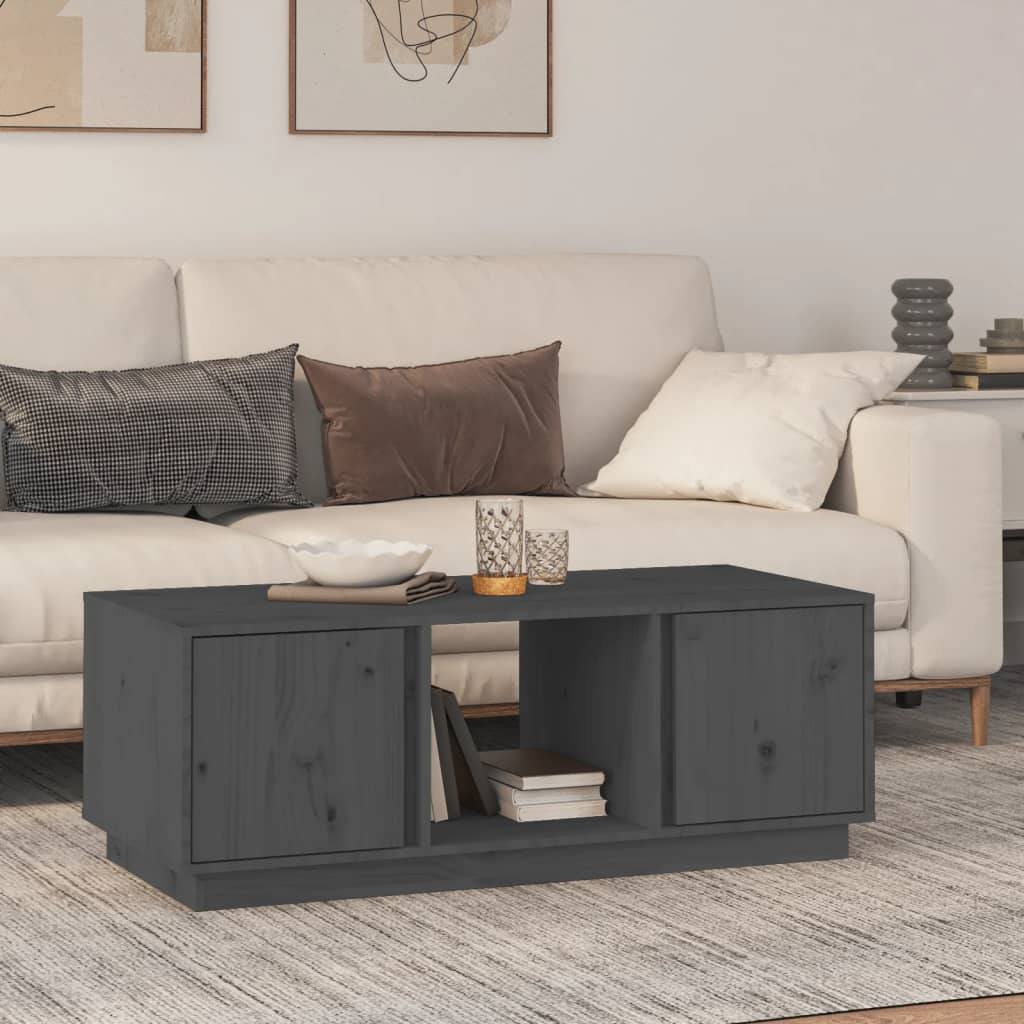 vidaXL Stolik kawowy, szary, 110x50x40 cm, lite drewno sosnowe