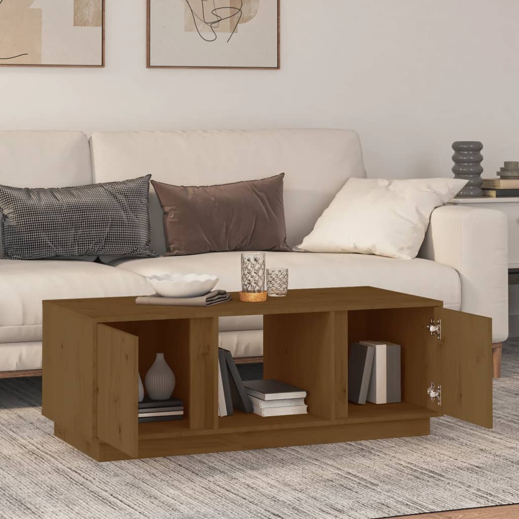 vidaXL Stolik kawowy, miodowy brąz, 110x50x40 cm, lite drewno sosnowe