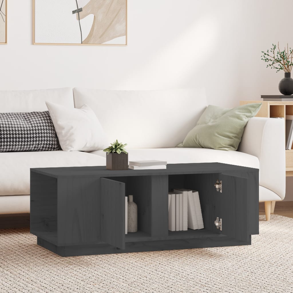 vidaXL Stolik kawowy, szary, 110x50x40 cm, lite drewno sosnowe