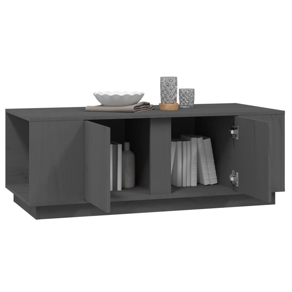 vidaXL Stolik kawowy, szary, 110x50x40 cm, lite drewno sosnowe