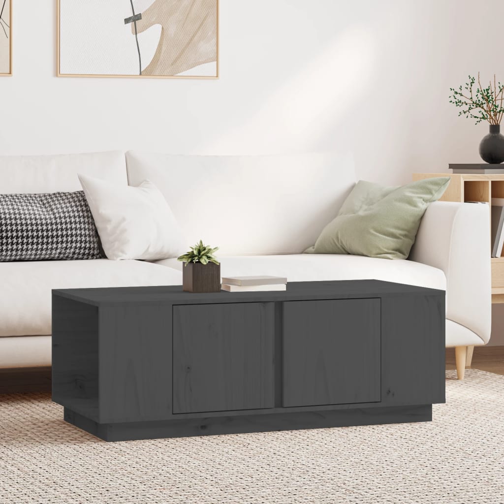 vidaXL Stolik kawowy, szary, 110x50x40 cm, lite drewno sosnowe