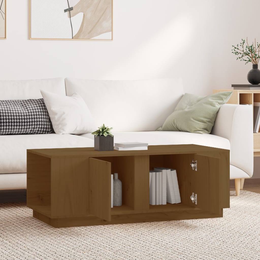 vidaXL Stolik kawowy, miodowy brąz, 110x50x40 cm, lite drewno sosnowe