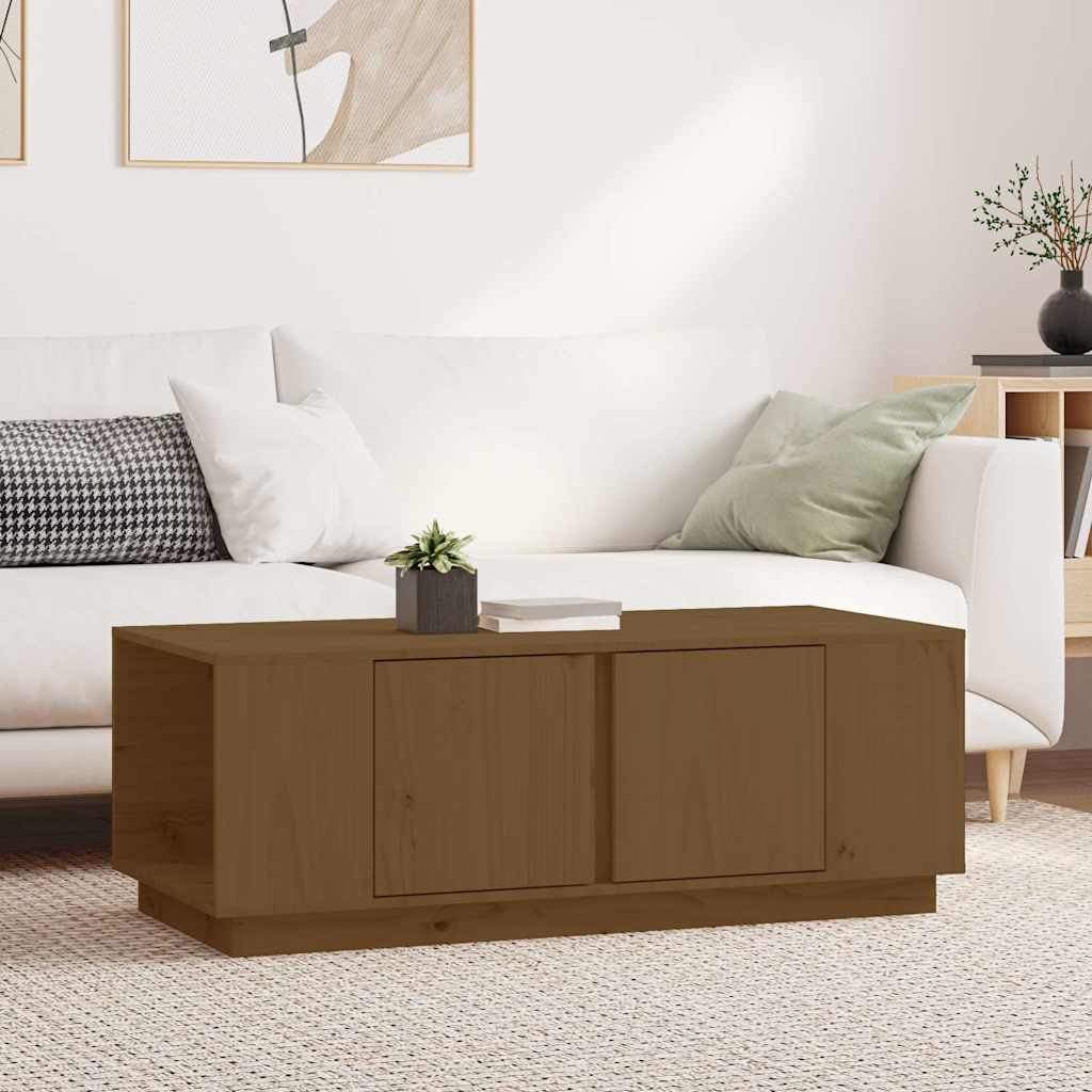 vidaXL Stolik kawowy, miodowy brąz, 110x50x40 cm, lite drewno sosnowe