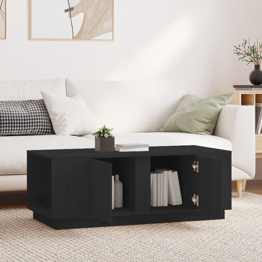 vidaXL Stolik kawowy, czarny, 110x50x40 cm, lite drewno sosnowe