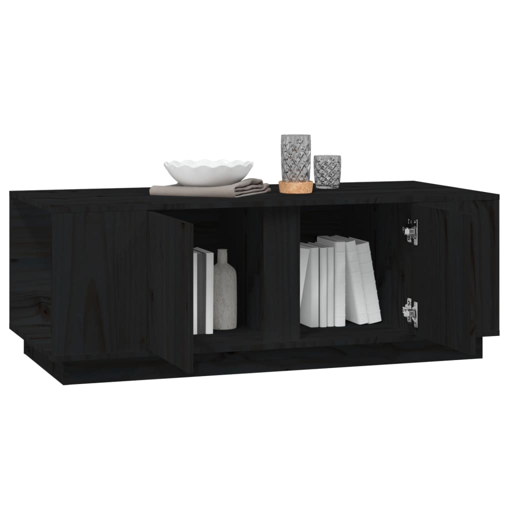 vidaXL Stolik kawowy, czarny, 110x50x40 cm, lite drewno sosnowe