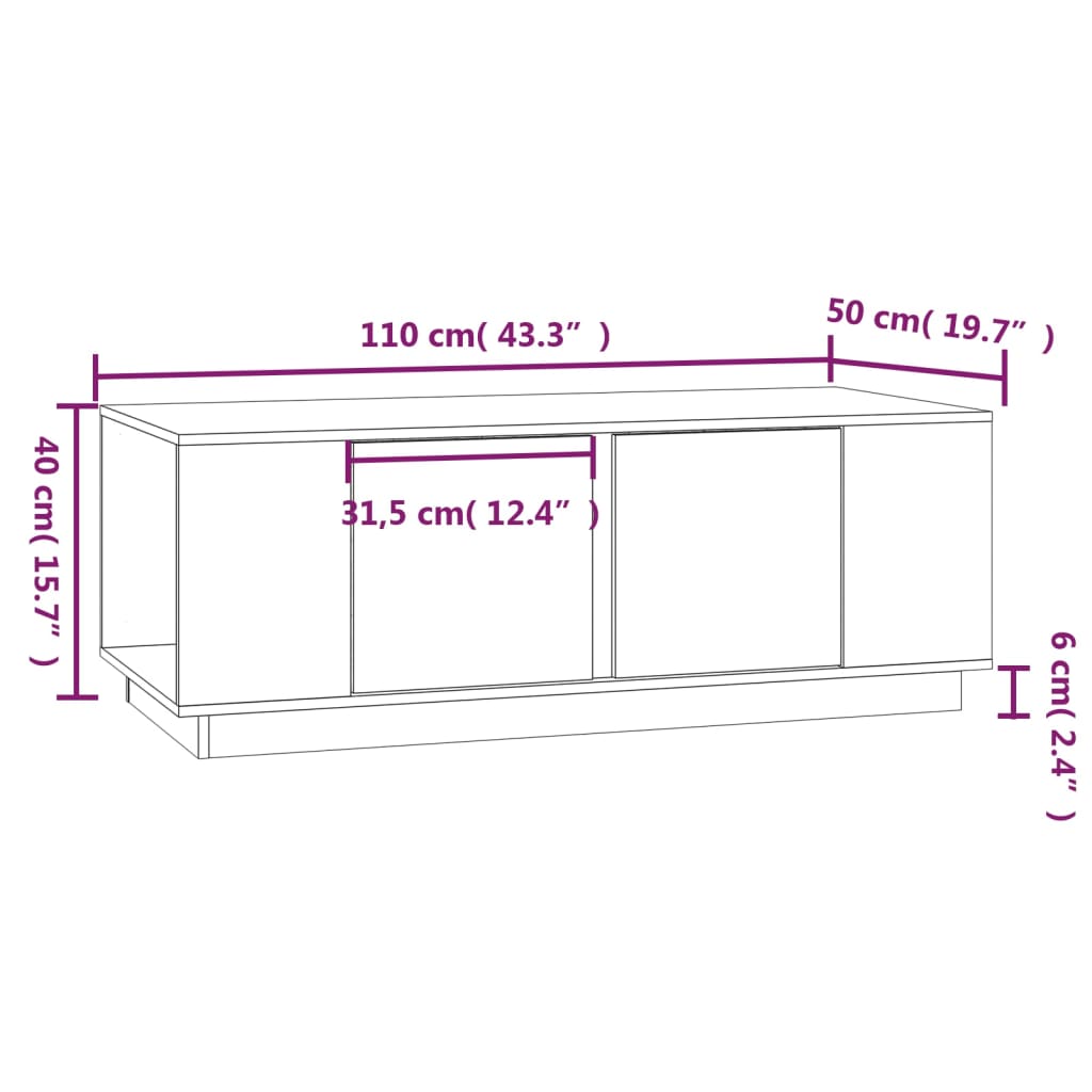 vidaXL Stolik kawowy, czarny, 110x50x40 cm, lite drewno sosnowe