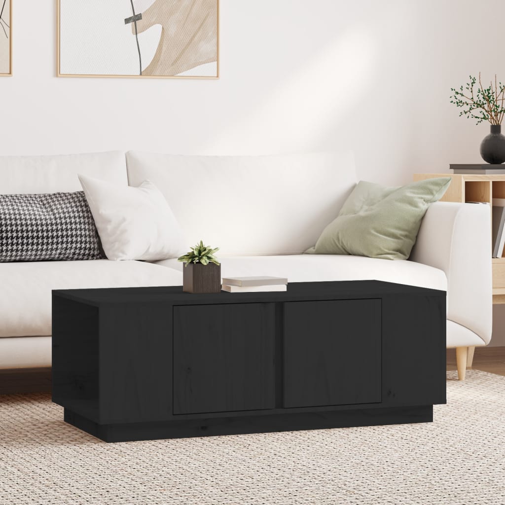 vidaXL Stolik kawowy, czarny, 110x50x40 cm, lite drewno sosnowe